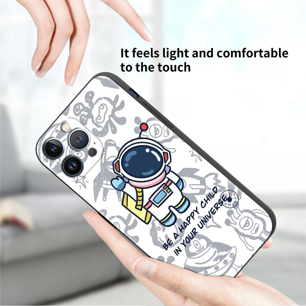 Astronaut Universe Funda Case For Apple iPhone 14 11 13 12 Pro 7 XR X XS Max 8 Plus 6 6S 14Pro Black Soft Phone Shell