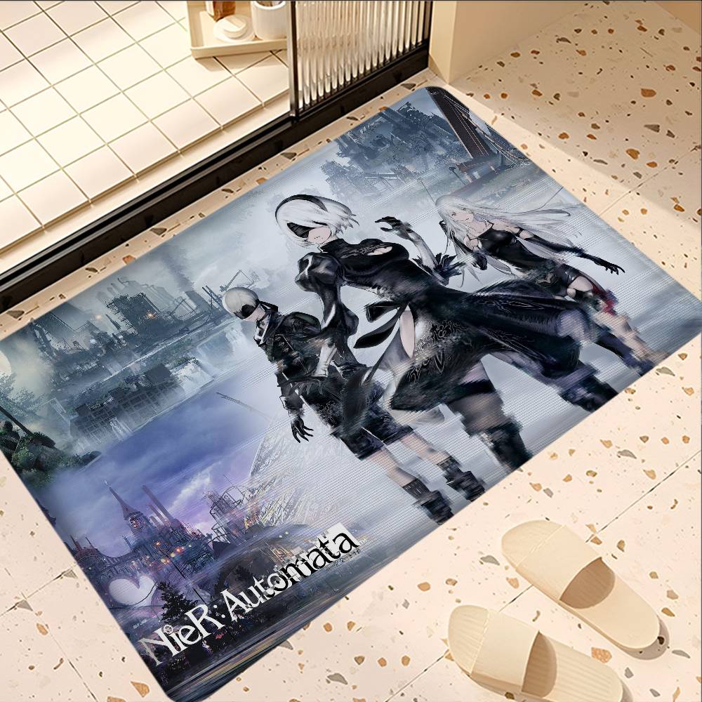 Hra NieR Automata Podložka na podlahu Obdélníková Protiskluzová Domácí Měkká Koupelnová rohožka Přední dveře Vnitřní Venkovní Rohožka Vítejte Rohožka ke dveřím