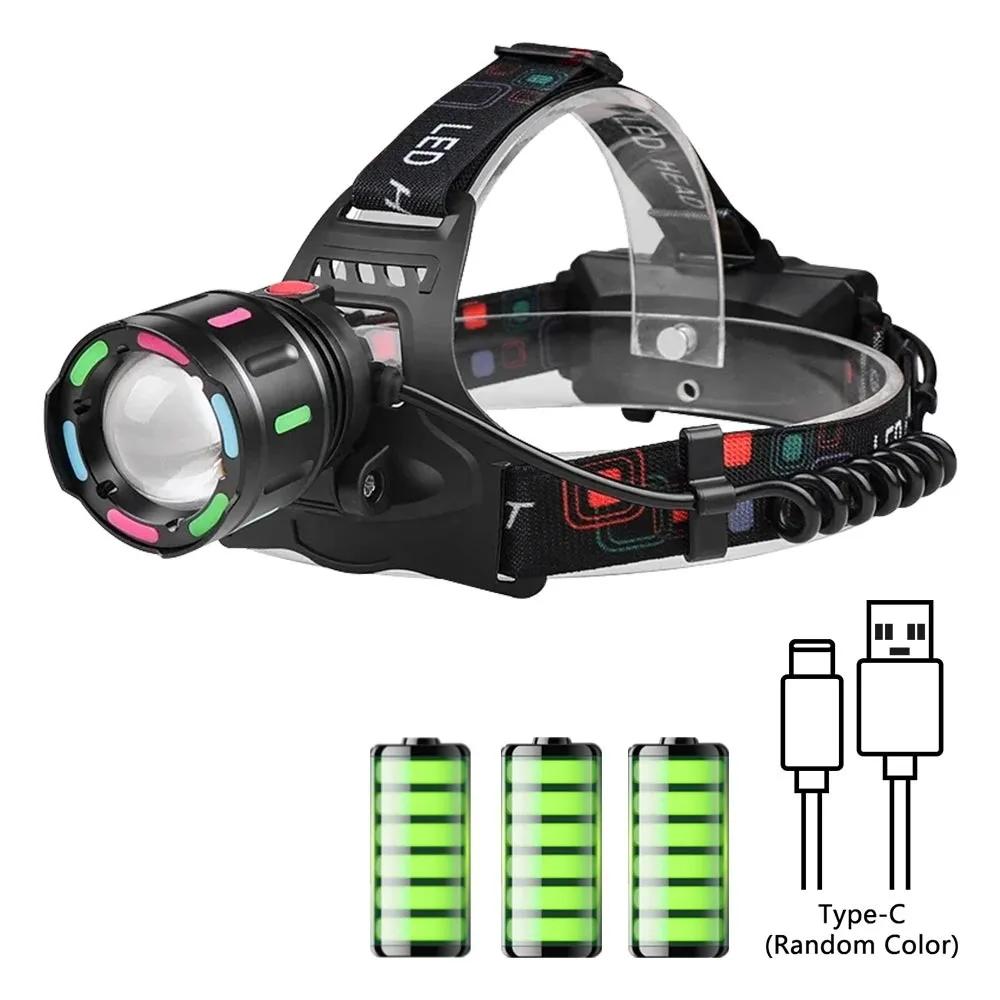 Powerful 30W LED Headlamp with Fluoresce Long Range Zoomable Flashlight Waterproof Headlight for Outdoor Hunting Fishing