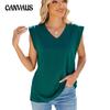 Sommer Damen T-Shirt V-Ausschnitt Lose Kurzarm Weste T-Shirt Top