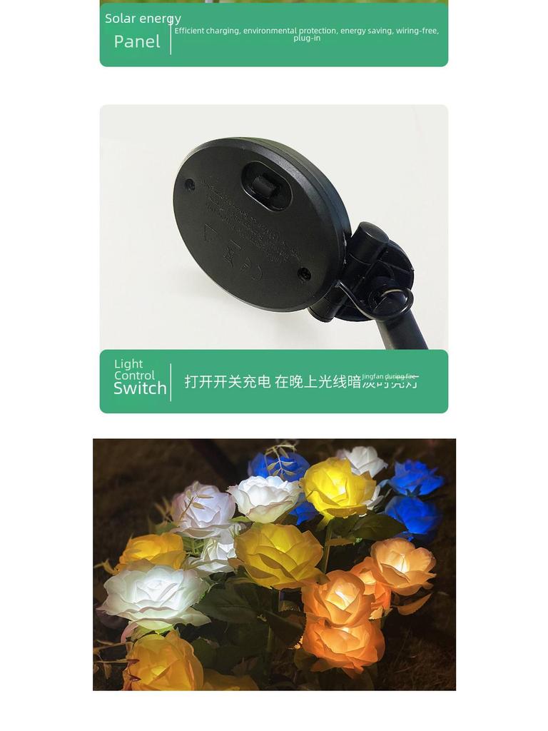 LED Solar Rose Flower Lights: 3, 5, or 6-Head Options for Outdoor Garden and Lawn Decoration