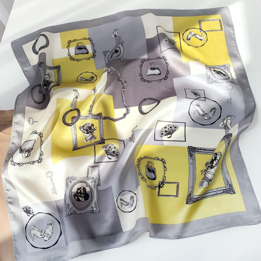 New European and American Decorative Silk Scarf for Women's Fashionable and Fashionable Summer Thin Sunscreen Multi-function Square Scarf