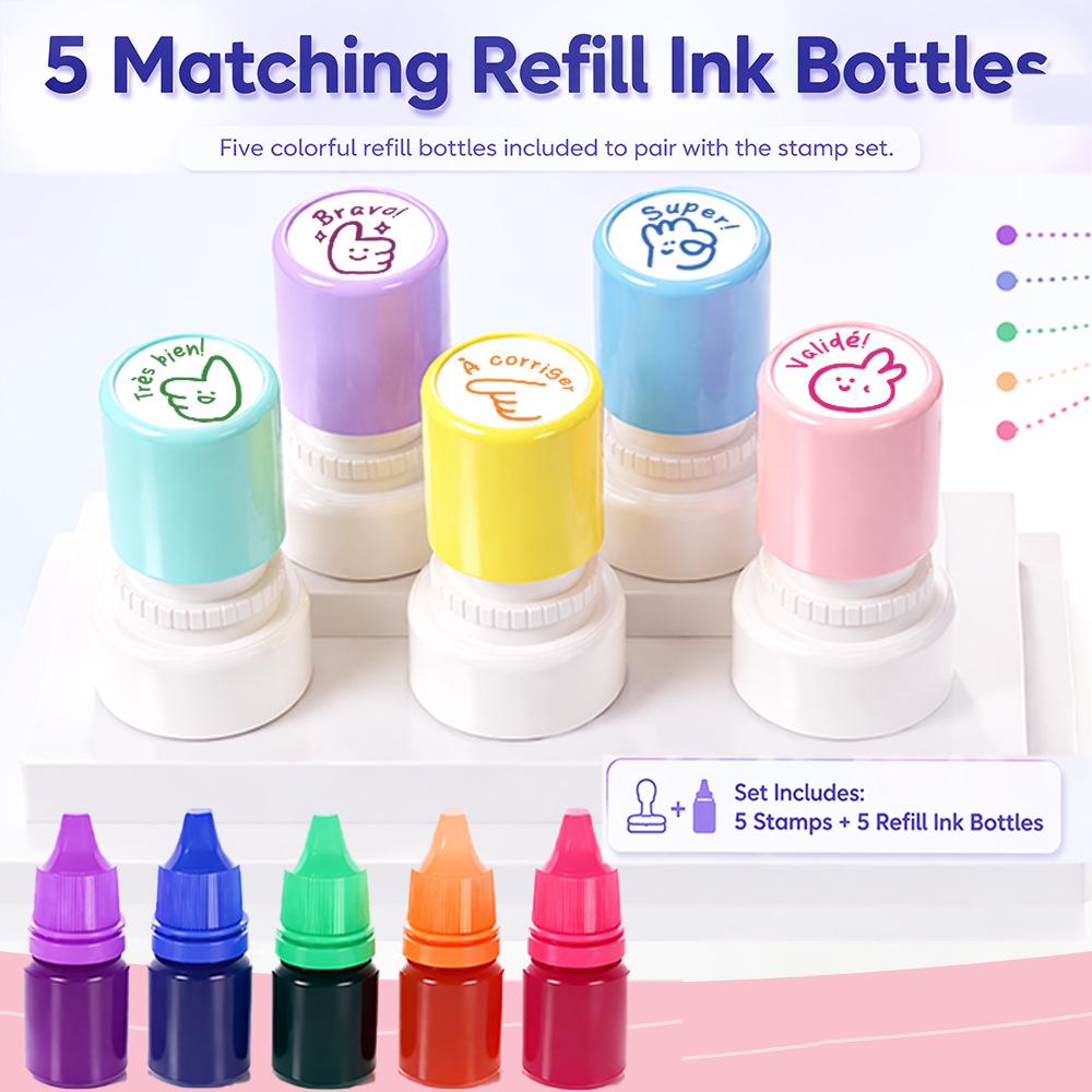 5 Morandi Color Teacher Comment Stamps: Encouragement and Reward Stamps for Kids