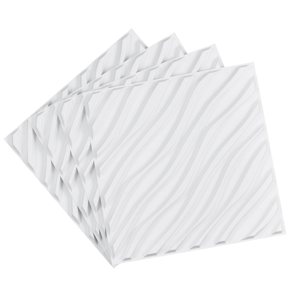 VEVOR 3D Wall Panels, 12-Pack 19.7 X 19.7 In PVC Modern Art Minimalist Wave Tiles, 32 Sq.Ft Coverage Accent Wall Panel