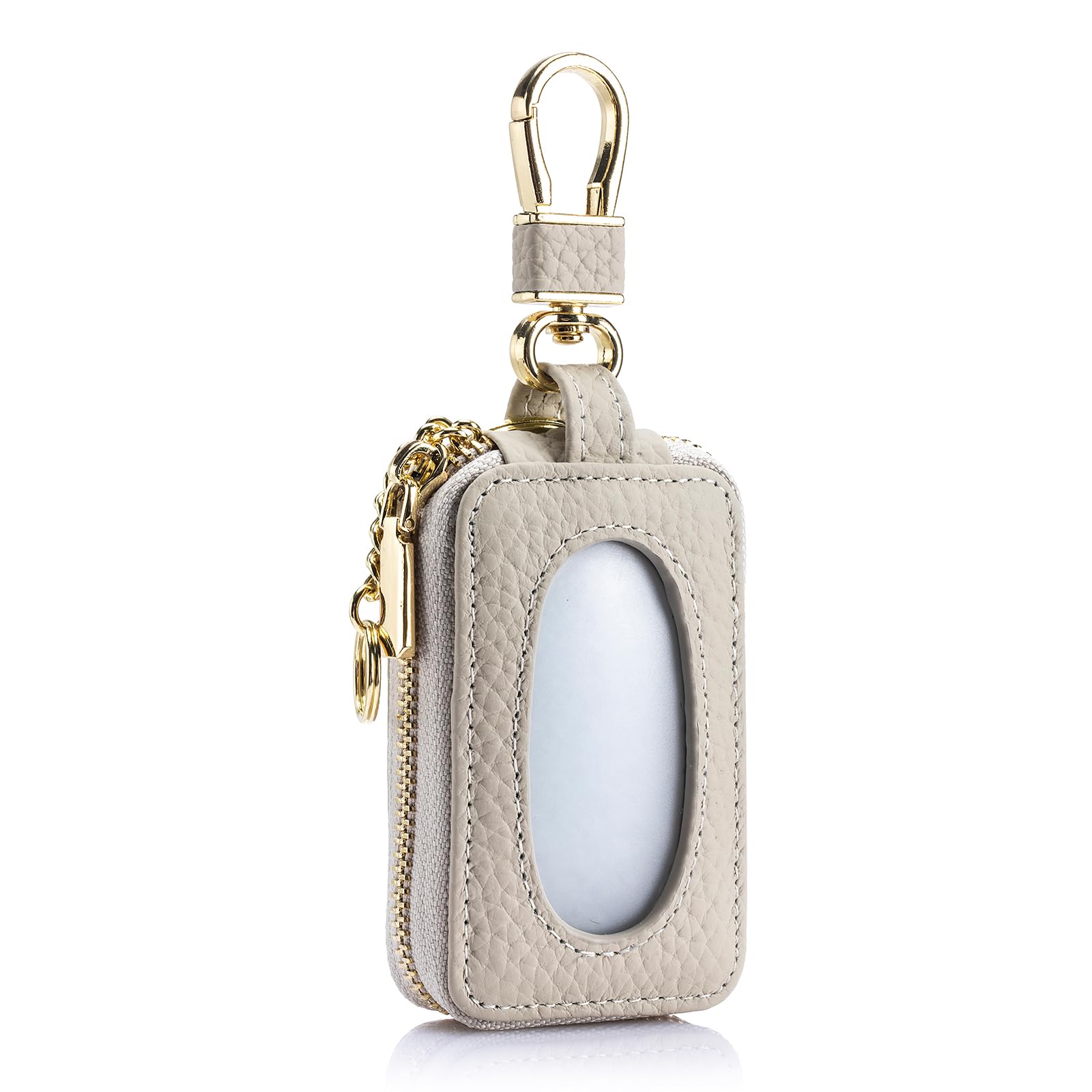 

Genuine Leather Smart Key Case for with Carabiner and While and Key Ring and Casual [imeetu] Women, 360° Rotating, Window, Operate Inserted, слонова кістка