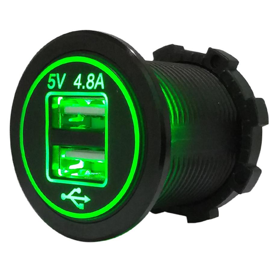 Waterproof Dual USB Charger Socket Power Outlet 2.4A & 2.4A (4.8A) with Wire In-line 10A Fuse for Car Boat Marine Motorcycle RV Truck Camper Vehicles