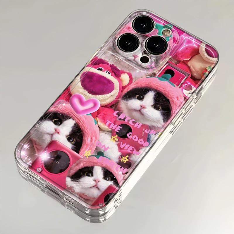 Strawberry Bear Cat New Mobile Phone Case All-inclusive for Apple 15Pro Mobile Phone Case 16/15/14/13/14PRO