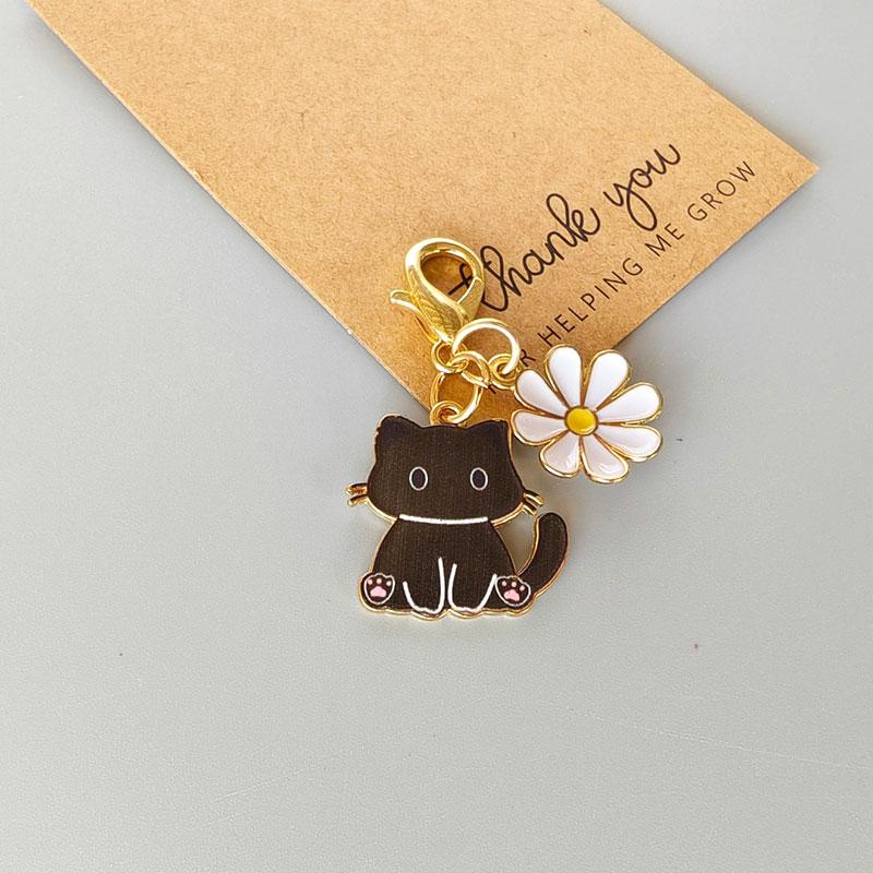 1/8pcs Cat & Daisy Cute Keychain Cartoon Handbag Pendants for Women Girls Key Ring Bag Charm