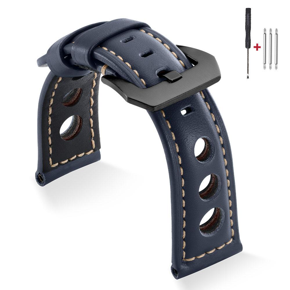 Vintage Cowhide Watch Strap Bracelet Breathable Genuine Leather 20mm 22mm 24mm 26mm Watchband Men's Watch Band with Pin Buckle