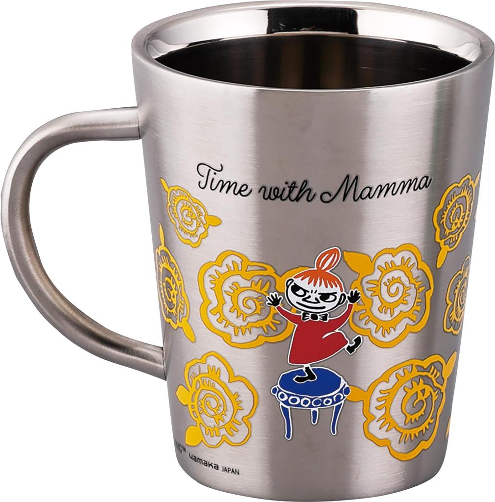 MOOMIN Double Layer Mug Tumbler Stainless Steel 360ml Time With Mamma Day Gift Miscellaneous Goods Women Gift Birthday Tableware Made in Japan Yellow
