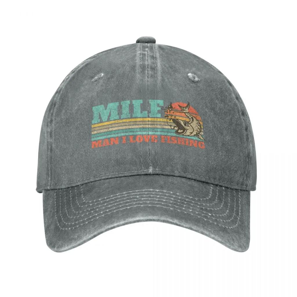 MILF Man I Love Fishing Funny Fishing Gift Baseball Caps Merch Classic Distressed Denim Washed Retro Cap