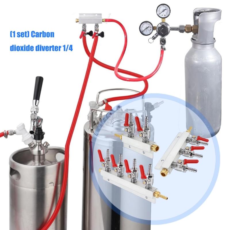 High Quality CO2 Gas Splitter Durable Metal Materials Home Brewing Supplies CO2 Regulator For Beverage Dispensing