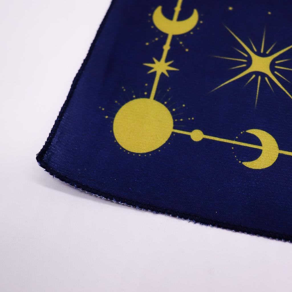 Tarot Reading Cloth Zodiac Wheel Navy Gold 75x75cm
