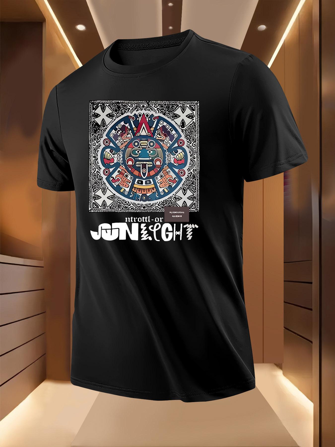 Tribal Graphic Tshirt - Lightweight Summer Tee with Bold ... M