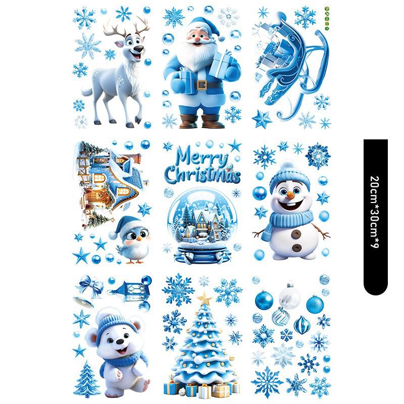 

Креативные рождественские наклейки на окна 3D статические Санта Клаус подарочная коробка снежинка домашний декор праздничные наклейки на стекло для праздника as pic