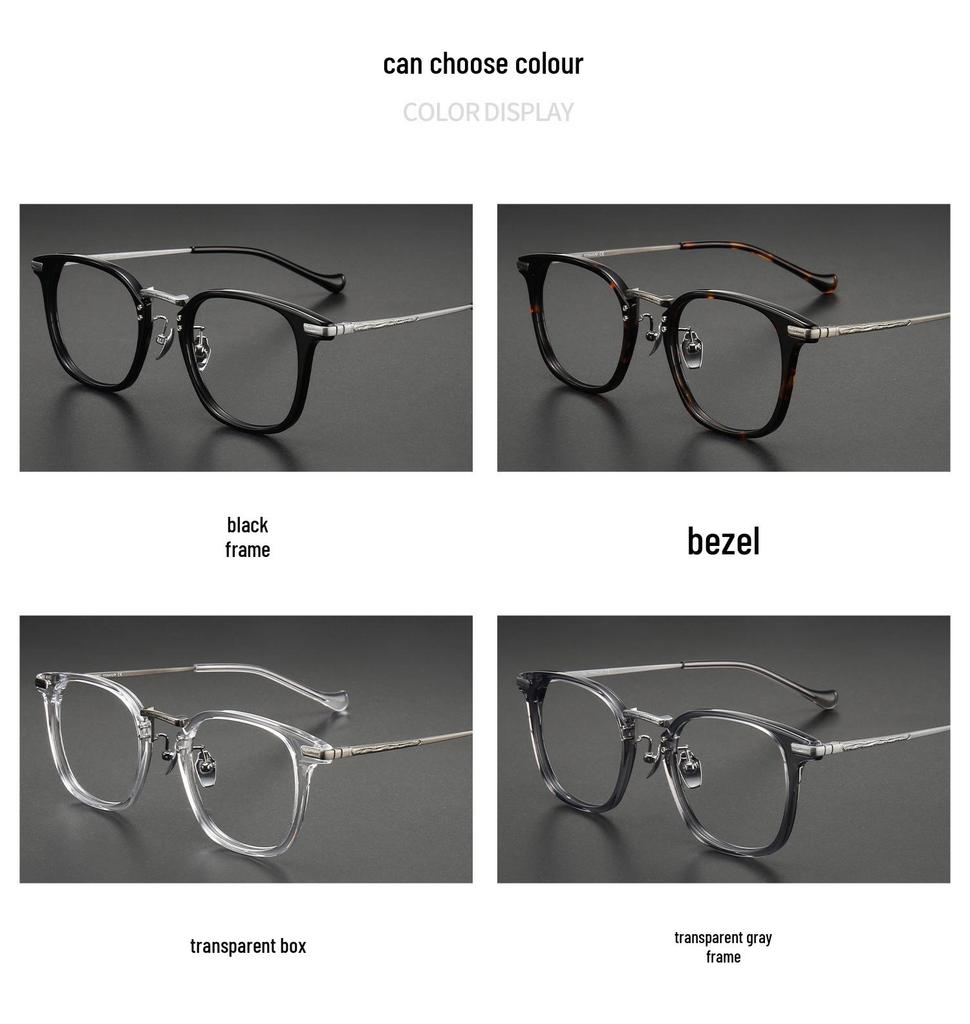 Ultra-Light Retro Black Myopia Glasses with Large Square Wood-Based Frame