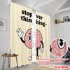2pcs 2D flat printing Curtain Stop Overthinking Brain 100% Polyester Fabric Without Electricity All Season Party & Holiday Decor