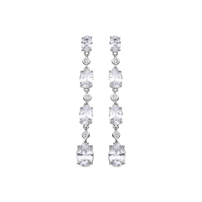 Boucles d'oreilles en argent sterling 925 avec zirconiums cubiques brillants, plaquées rhodium - Ahu