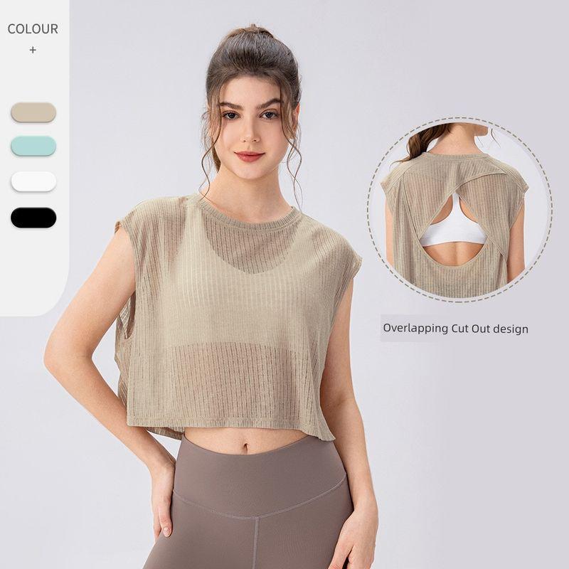 Export Cut Out Sleeveless Short Gym Blouse Yoga