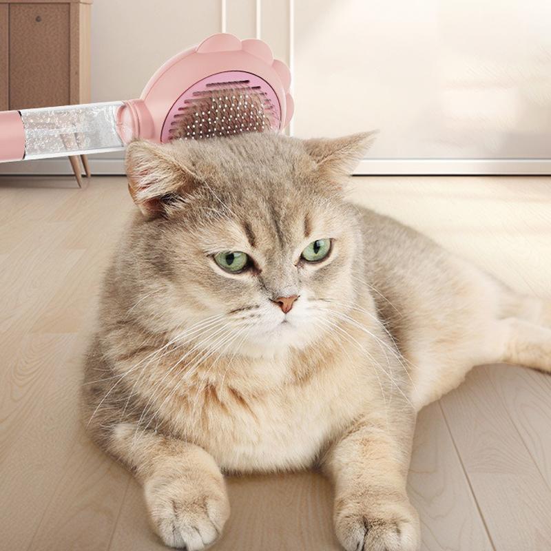 Cat Dog Pet Spray Massage Brush 3 In 1 One Button Steam Spray Folding Rotatable Floating Hair Bath Hair Removal Brush Comb