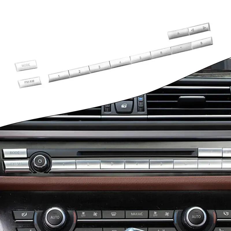Hot Sale 12pcs Center Console Trim For BMW 5 6 7 Series 5GT F10 Chrome  Center CD MODE FM/AM Button Trim Cover