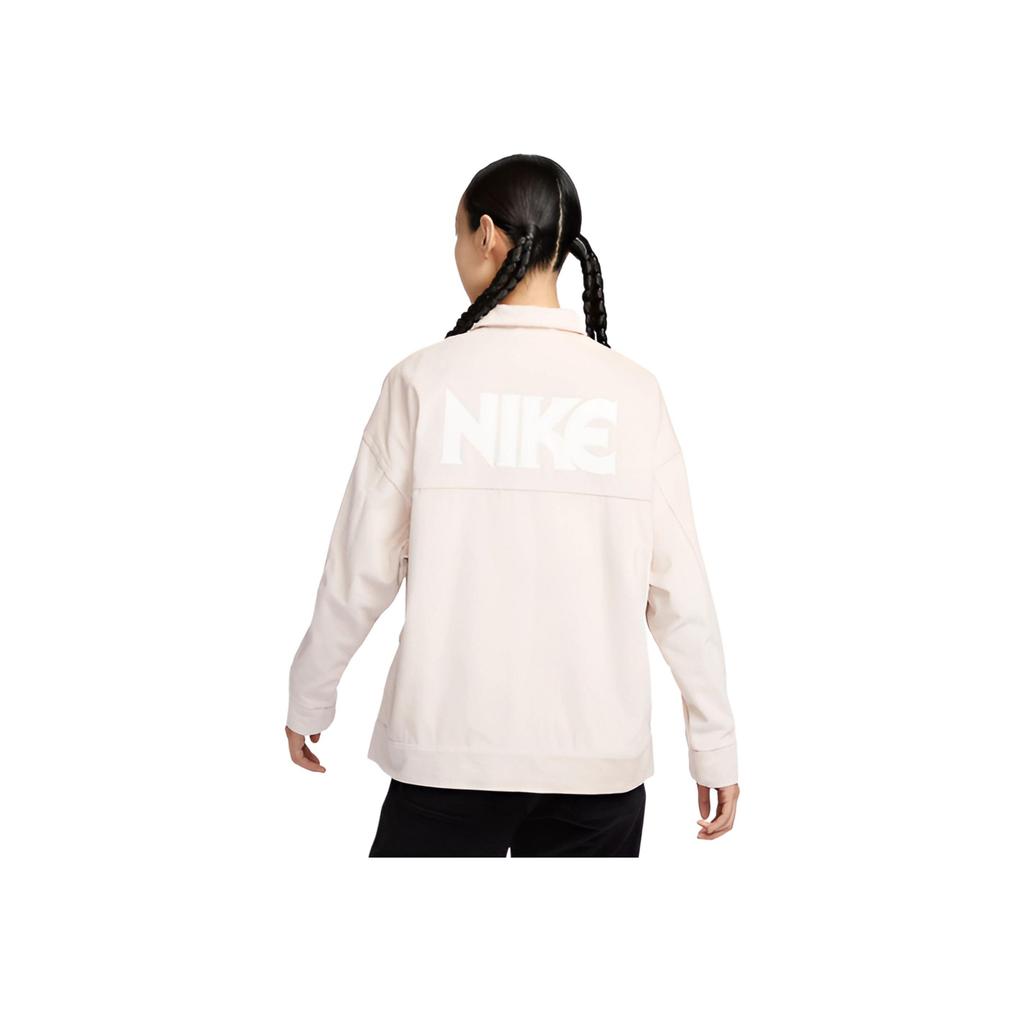 Nike Letter Print Smiley Face Corduroy Collar Casual Sports Jacket Women Jackets Pink HF0355-104