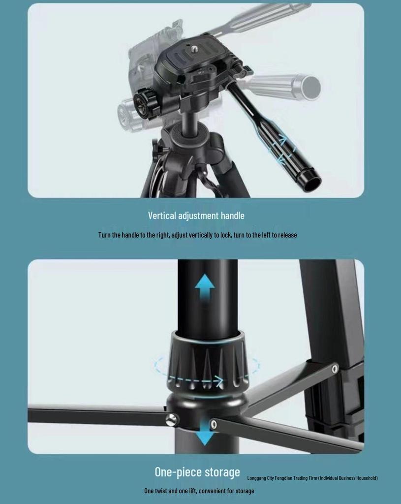 Selfie Stick Tripod with Stabilizer & Fill Light for Mirrorless Cameras and Phones - Perfect for Live Streaming & Outdoor Videos