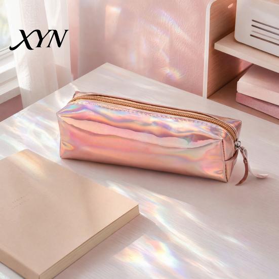 Lightweight Stationery Bag Gradient Color Pencil Case, Cute Cylindrical Pen Pouch for Ink Spill Resistant Case Girls, Waterproof Students School