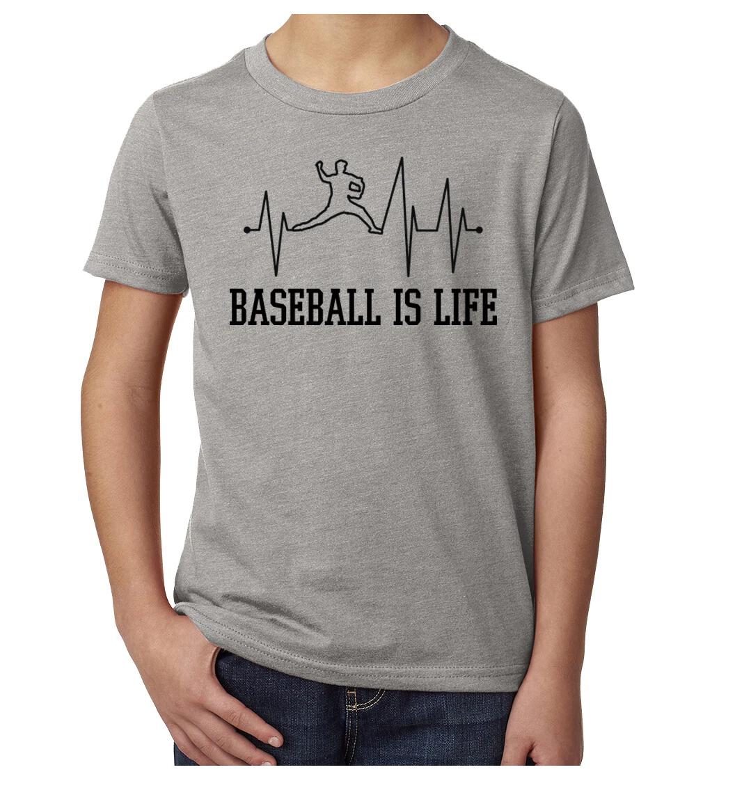Baseball is life Graphic T-Shirts, Kid s Baseball Tee 2XL