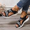 Fashion Summer New Sandals Women's Fashion Round Head Open Toe Mesh Cloth Breathable Soft Sole Anti-slip Wear-resistant Flat Shoes