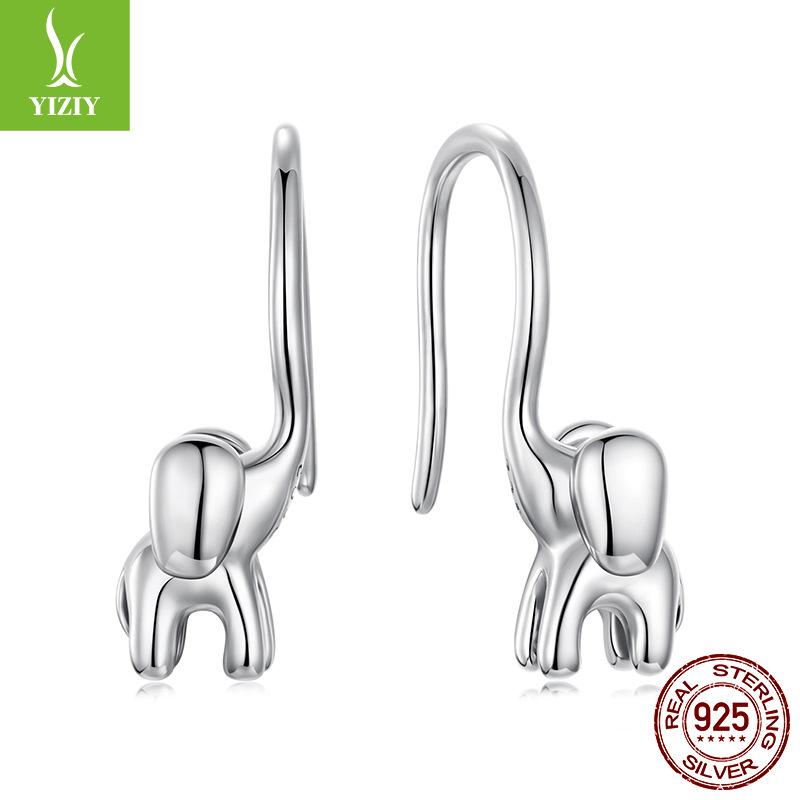 Animal Baby Elephant S925 Sterling Silver Ear Hook, Simple And Cute Animal Lucky Earrings Earrings