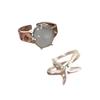 Pack of 2 Adjustable Starfish Inspired Open Rings with Artificial Gemstones for Women Daily Wear or Party Jewelry