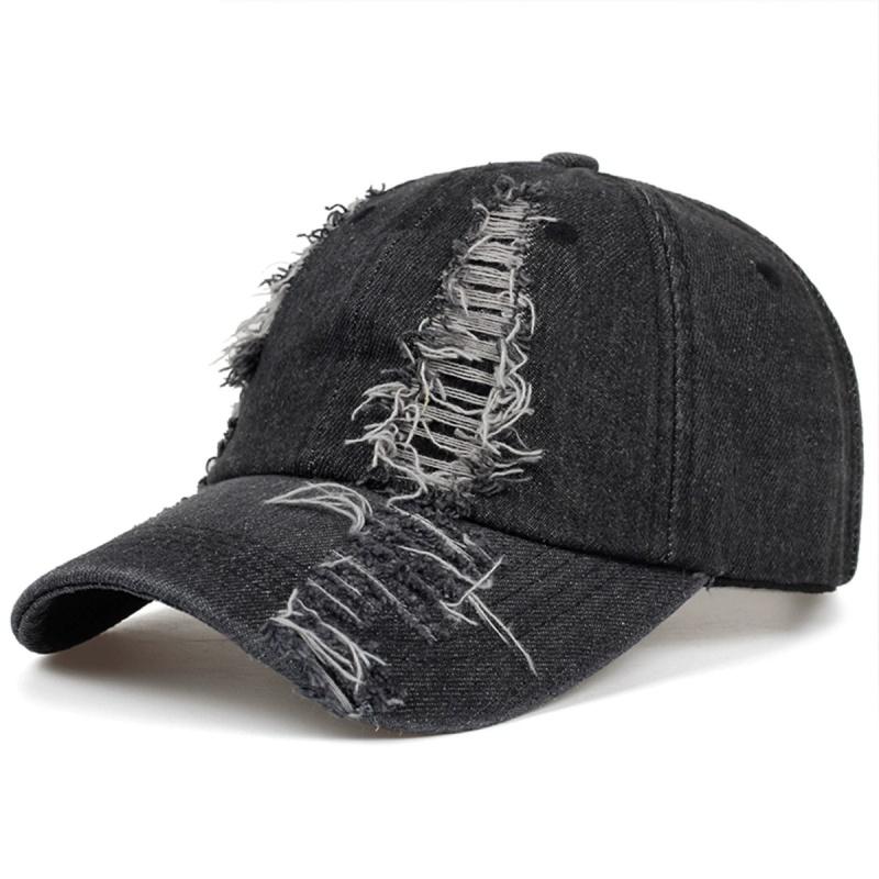 

Бейсболки с отверстиями, винтажная потертая рваная кепка, модные спортивные джинсовые шапки, простые женские и мужские кепки для папы 54-61CM чёрный