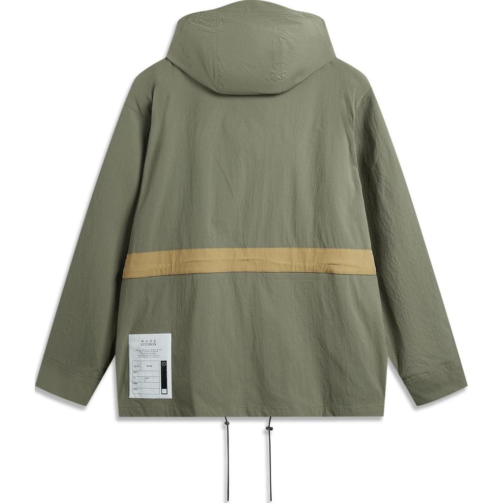 Li Ning Wade Series Letter Zipper Hooded Comfortable Breathable Casual Sports Windbreaker Men Outerwear Tea-Green AFDUC65-3