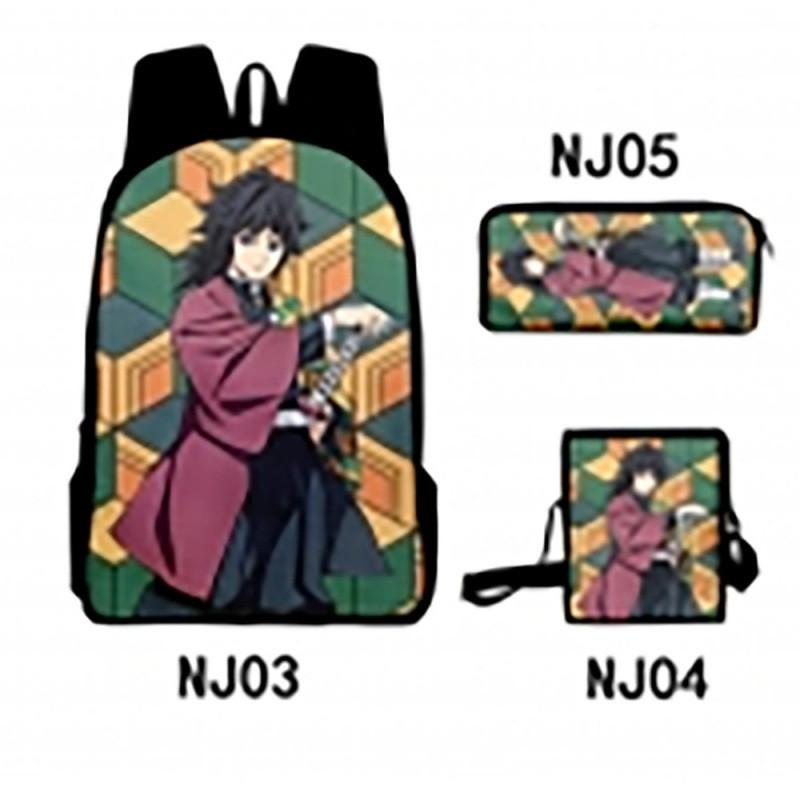 Demon Slayer Kimetsu No Yaiba Backpack Set With Breathable Polyester For School And Travel