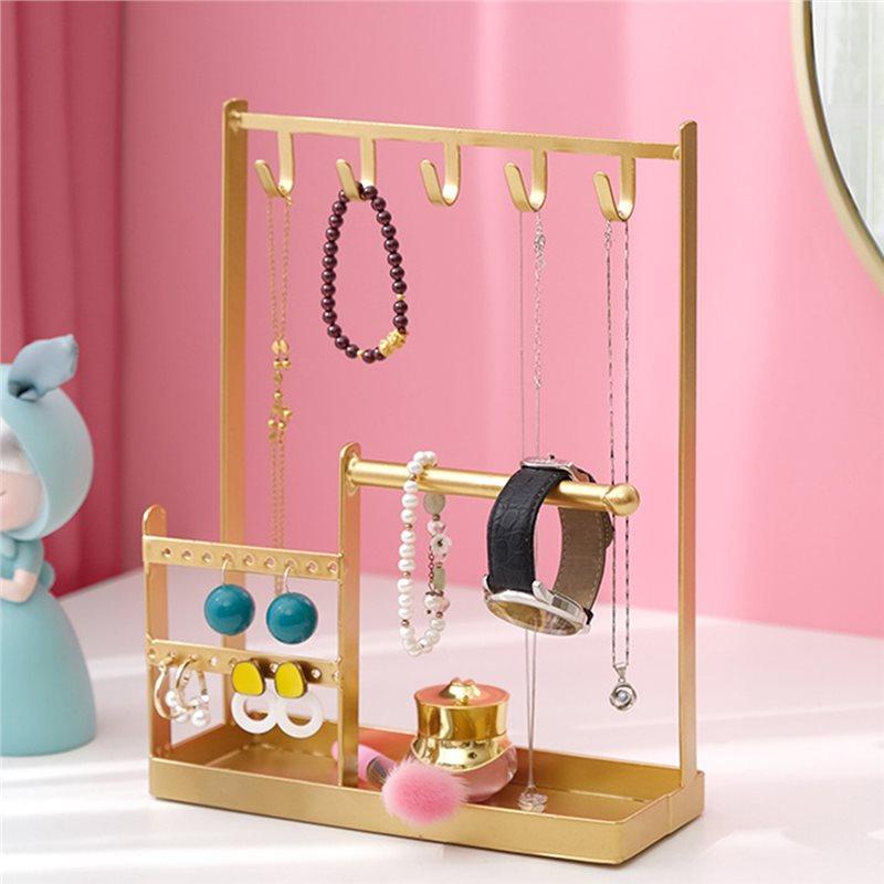 Multifunctional Jewelry Display Rack Earring Necklace Organizer Stand Women Bracelet Watch Desktop Storage Rack For Home
