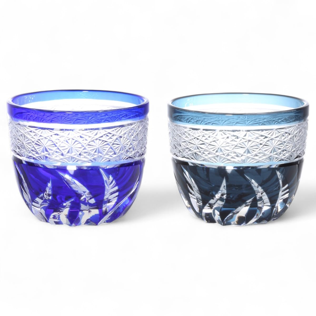 

Mizukage Kiriko Pair of Glasses for Cold Diameter 60mm x Height Blue Ink Bisho Current Model J-kitchens Sake, 50mm, 70cc, Obi-shibori & Blue,