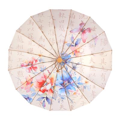 16 Bone Color Glue National Style Landscape Painting Italian Digital Printing All-aluminum Alloy Umbrella Frame High Value Retro Sunshade