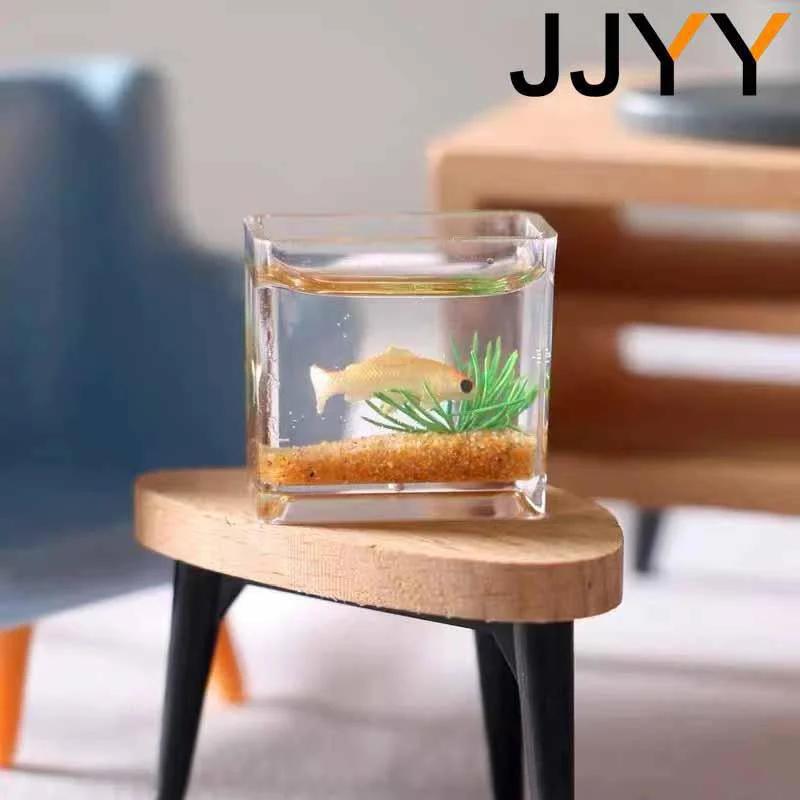 Mini Micro Glass Fish Tank Bowl Aquarium Dollhouse Decor Toy Random Colors Home Decoration Miniature Model
