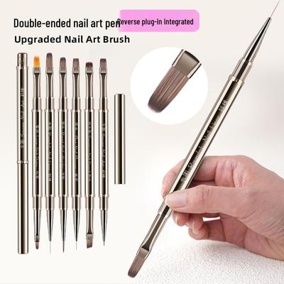 Metal Nail Art Double-ended Multi-use Pen: Liner, Painting, Gel Sculpting, Spreading, Extension
