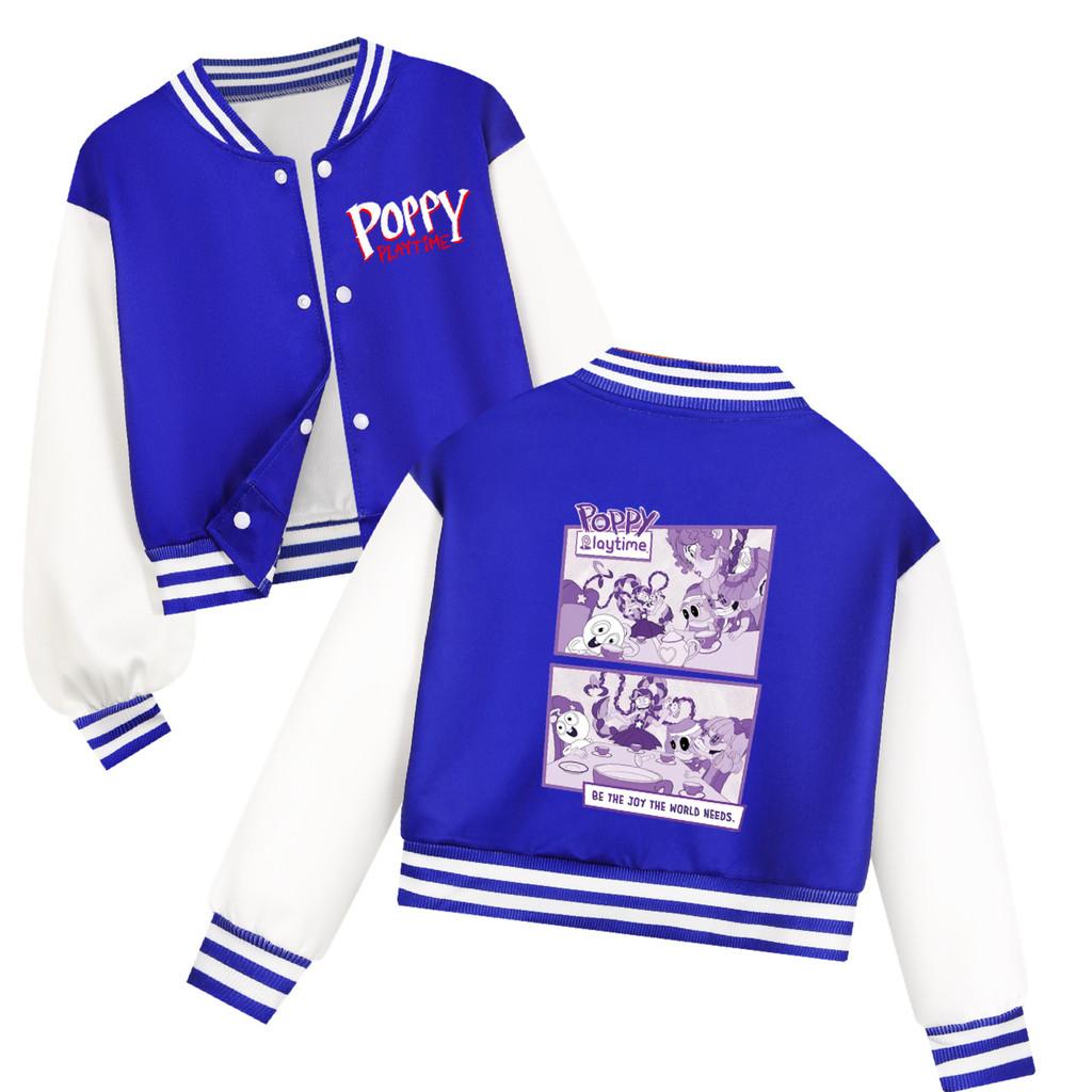 5632 Candy Color Kids Girls Outerwear Lily Lovebraids Printed Casual Long Sleeves Baseball Jacket Coat 110cm синий