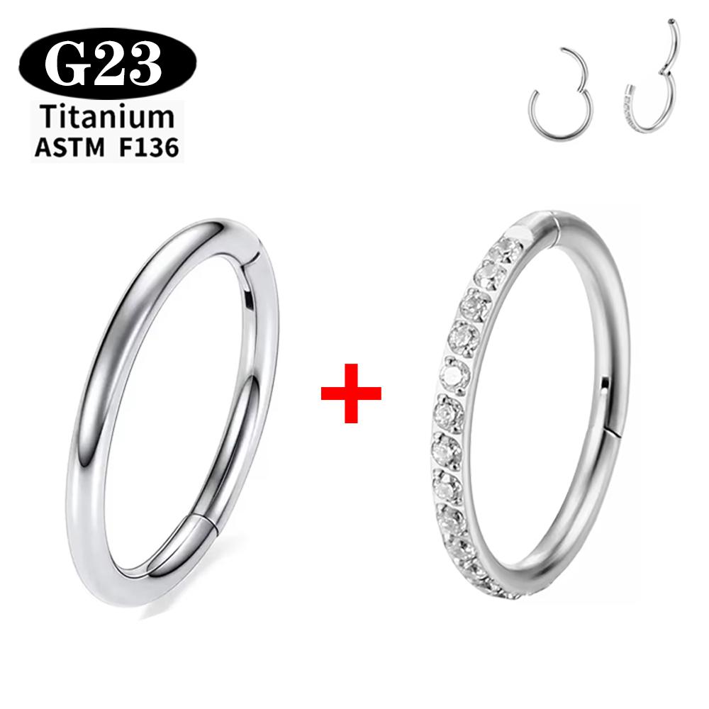 1/2 Stück ASTM F136 G23 Titan Nasenring Damen Creolen Piercing Körperschmuck Scharnier Clicker Offener Membran Nasenring