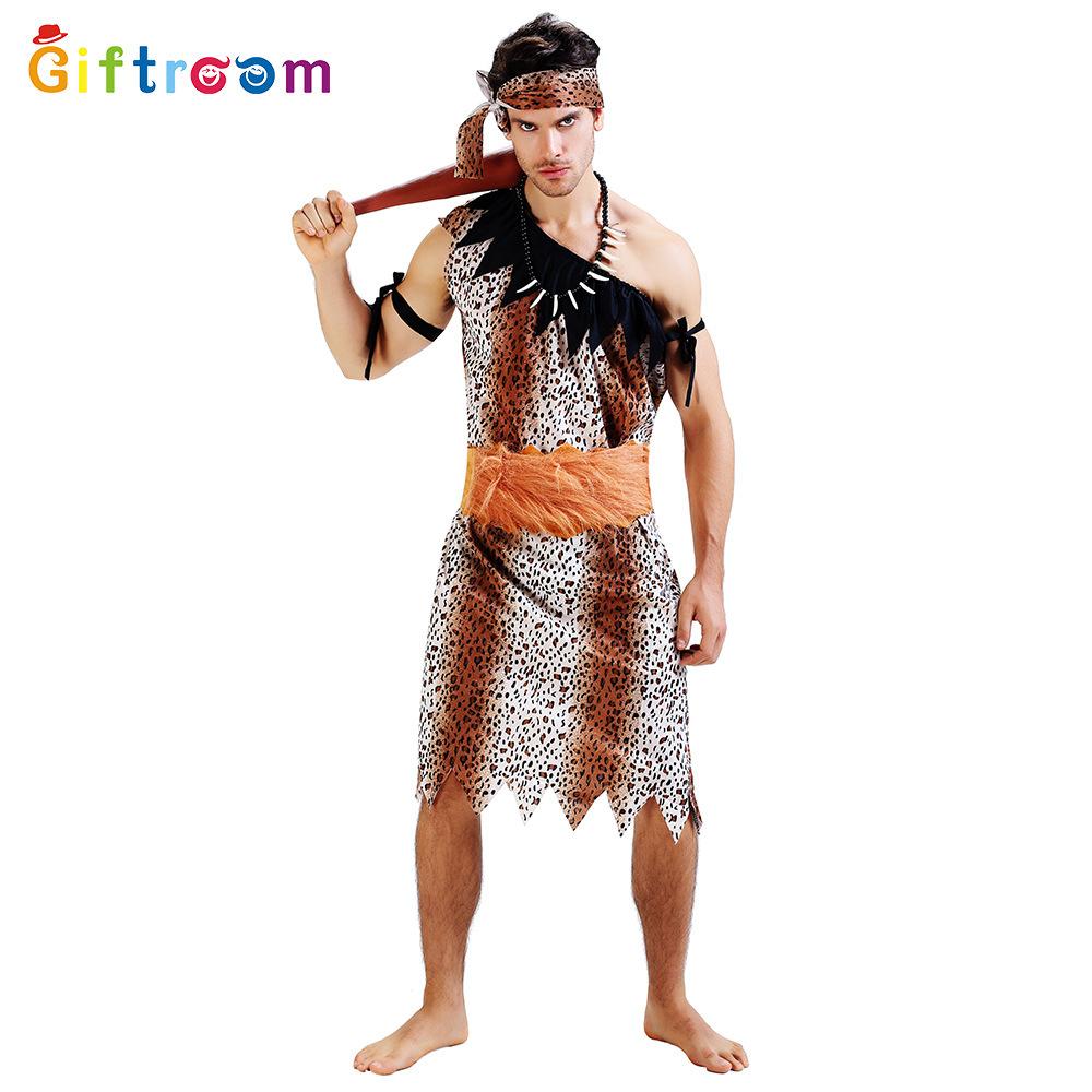 

Первобытная Пара Современный Леопардовый Принт Дикий Костюм Смешной Наряд для Выступлений для Использования на Сцене A