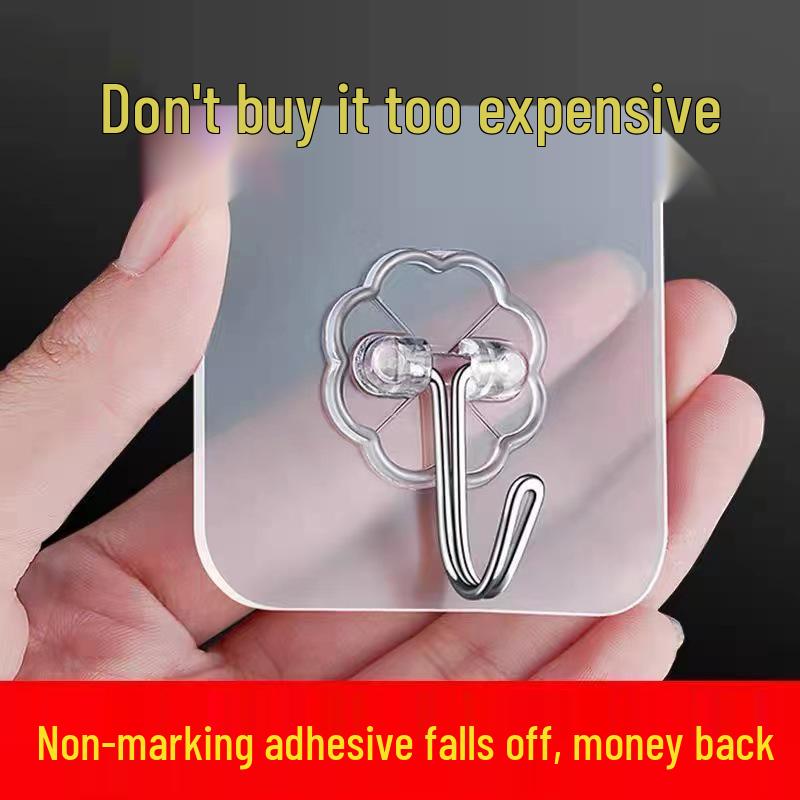 Transparent Strong Adhesive Hooks - No-Punch, No-Trace, Load-Bearing Hooks for Kitchen and Bathroom