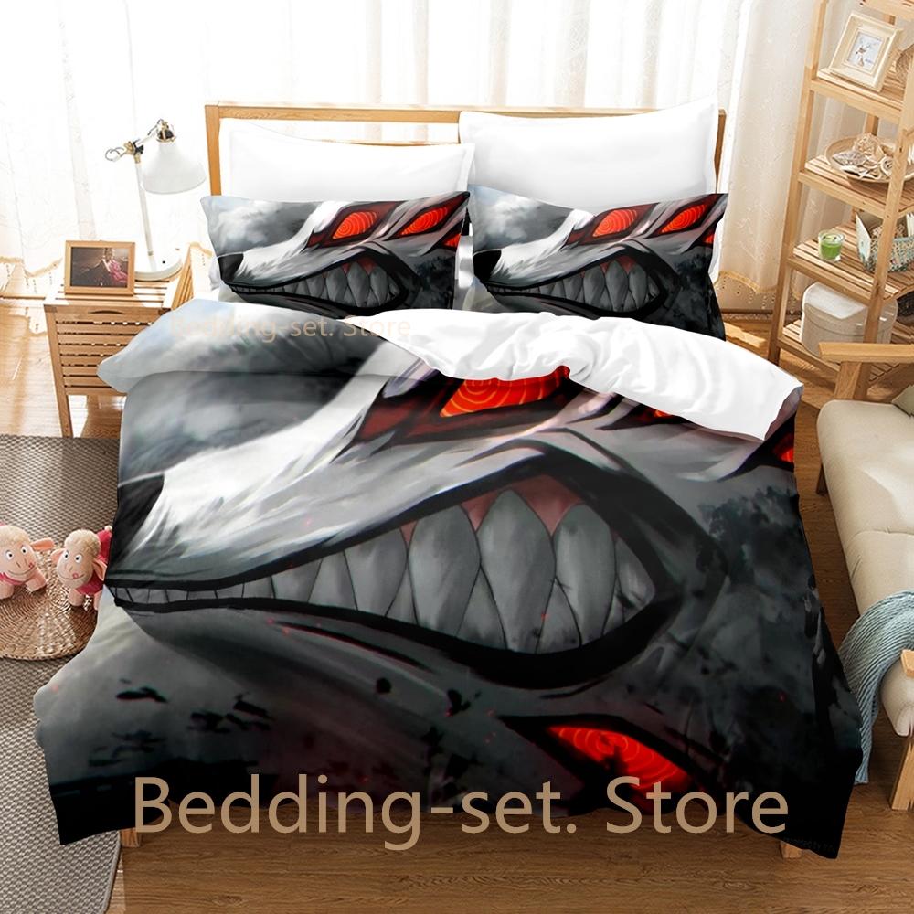 Fox Dveil Kon Chainsaw Man Bedding Set Single Twin Full Queen King Size Bed Set Adult Kid Bedroom Duvetcover Sets Anime Bed