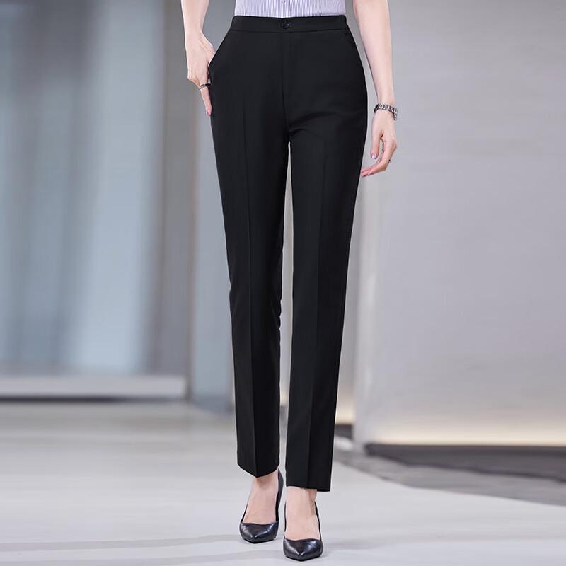 

Unisex Thin Black Slim-Fit Suit Trousers 82/190