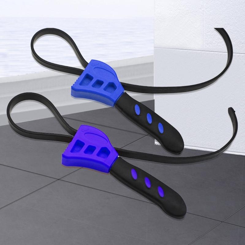 2Pcs/set Rubber Strap Wrench 210mm 160mm Strap Pipe Wrench Adjustable Heavy Oil Filter Spanner Strap Wrench Tool