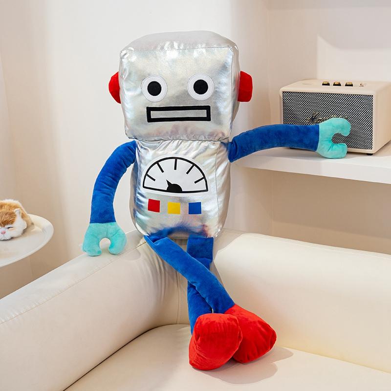 60cm Grote Robot Pluche Kussen Schattige Wetenschappelijke Robot Knuffel Jongens Slaapkamer Decoratief Kussen Kussen Verjaardagscadeau zilver