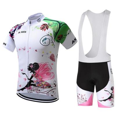 Set di abbigliamento da ciclismo per bicicletta corto estivo Set di maglie sportive da donna Tute con bretelle bianche