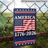 2D Flat Decorative 8×12 Inch Aluminum Plaque Metal Sign | America 1776-2026: Waving US Flag Design; Celebrate 250 Years of US Independence, Ideal for